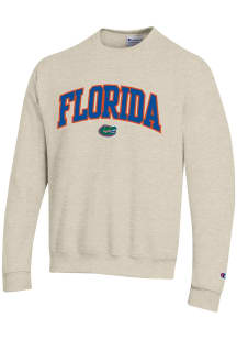 Champion Florida Gators Mens Oatmeal Arch Team Name Mascot Powerblend Long Sleeve Crew Sweatshirt
