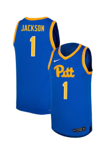 Dishon Jackson   Pitt Panthers Blue Basketball NIL Name And Number Jersey