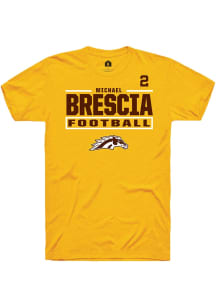 Michael Brescia Western Michigan Broncos Gold Football NIL Stacked Box Short Sleeve Player T Shirt