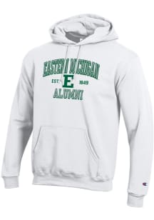 Champion Eastern Michigan Eagles Mens White Est Date Alumni Powerblend Long Sleeve Hoodie