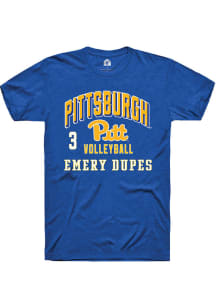 Emery Dupes Pitt Panthers Blue NIL Arch Logo Short Sleeve Player T Shirt