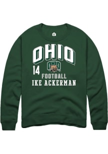 Ike Ackerman Ohio Bobcats Mens Green Football NIL Arch Logo Player Crew