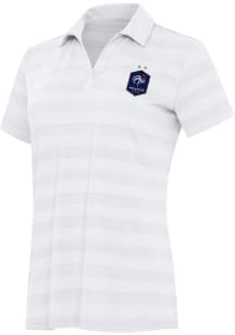 Antigua France National Team Womens White Channel Short Sleeve Polo Shirt