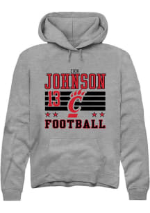 Zion Johnson Cincinnati Bearcats Mens Grey Football NIL Striped Player Hood