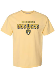Milwaukee Brewers Womens Yellow Pigment Dye Short Sleeve T-Shirt