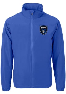 Cutter and Buck San Jose Earthquakes Mens Blue Charter Eco Light Weight Jacket