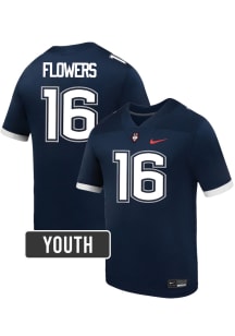 Kamren Flowers UConn Huskies Youth Navy Blue Nike NIL Name And Number Football Jersey