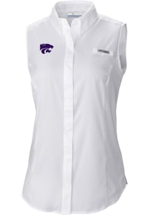 Columbia K-State Wildcats Womens White Heat Seal Omni Wick Tamiami Polo Shirt