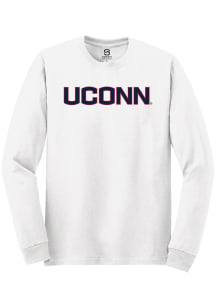 Summit Sportswear UConn Huskies White Straight Block Long Sleeve T Shirt