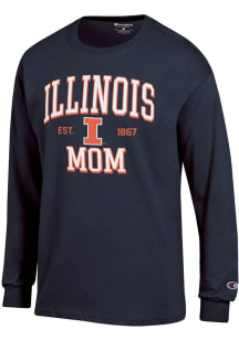 Champion Illinois Fighting Illini Navy Blue EST Date Mom Jersey Long Sleeve T Shirt