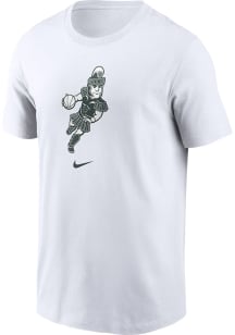 Nike Michigan State Spartans White Sparty Playing Basketball Short Sleeve T Shirt