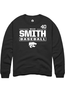 Miles Smith  Rally K-State Wildcats Mens Black NIL Stacked Box Long Sleeve Crew Sweatshirt