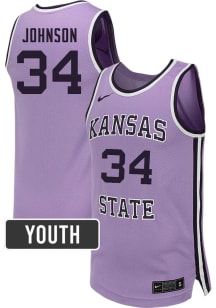 Nate Johnson  Nike K-State Wildcats Youth NIL Name And Number Lavender Basketball Jersey