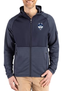 Cutter and Buck UConn Huskies Mens Navy Blue Peshastin Long Sleeve Full Zip Jacket