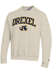 Champion Drexel Dragons Mens Oatmeal Versa Twill Arch Mascot Long Sleeve Crew Sweatshirt