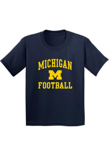 Michigan Wolverines Youth Navy Blue Arch Logo Football Short Sleeve T-Shirt