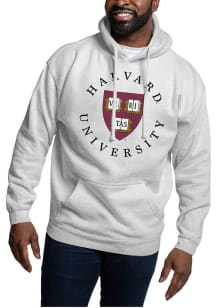 Harvard Crimson Mens Grey Circle Shield Long Sleeve Hoodie
