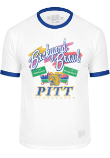Original Retro Brand Pitt Panthers White Backyard Brawl Ringer Short Sleeve Fashion T Shirt