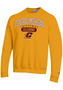 Champion Central Michigan Chippewas Mens Gold Pill Box Alumni Powerblend Long Sleeve Crew Sweatshi..
