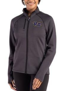 Cutter and Buck Pitt Panthers Womens Black Peshastin Long Sleeve Full Zip Jacket