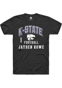 Jayden Rowe K-State Wildcats Black Football NIL Arch Logo Short Sleeve Player T Shirt