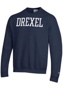 Champion Drexel Dragons Mens Navy Blue Straight Powerblend Long Sleeve Crew Sweatshirt