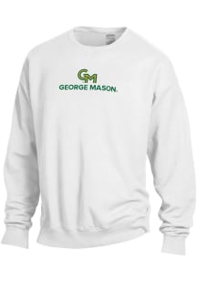 ComfortWash George Mason University Mens White Garment Dyed Long Sleeve Crew Sweatshirt