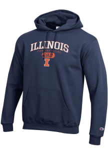 Champion Illinois Fighting Illini Mens Navy Blue Dad Pill Powerblend Long Sleeve Hoodie