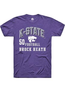 Brock Heath K-State Wildcats Purple Football NIL Arch Logo Short Sleeve Player T Shirt