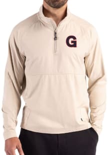 Cutter and Buck Gonzaga Bulldogs Mens Oatmeal Vault Adapt Eco Hybrid Long Sleeve Qtr Zip Pullover