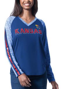 Kansas Jayhawks Womens Blue Top Dog LS Tee
