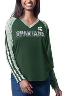 Michigan State Spartans Womens Green Top Dog LS Tee