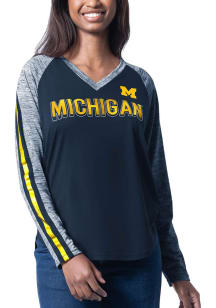 Michigan Wolverines Womens Blue Top Dog LS Tee