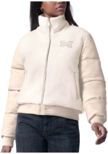 Michigan Wolverines Womens White Cheerleader Heavy Weight Jacket