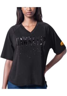 Iowa Hawkeyes Womens Black Wide Shot Short Sleeve T-Shirt