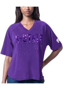 K-State Wildcats Womens Purple Wide Shot Short Sleeve T-Shirt