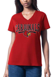 Louisville Cardinals Womens Red Cheer Dance Short Sleeve T-Shirt
