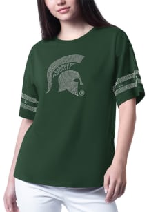 Michigan State Spartans Womens Green Fan Catch Short Sleeve T-Shirt