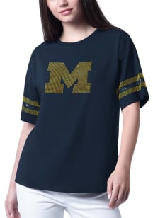 Michigan Wolverines Womens Blue Fan Catch Short Sleeve T-Shirt