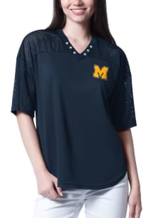 Michigan Wolverines Womens Key Plan Fashion Football Jersey - Blue