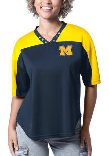 Michigan Wolverines Womens Key Plan II Fashion Football Jersey - Blue