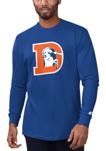 Starter Denver Broncos Blue Retro Primary Logo Long Sleeve T Shirt