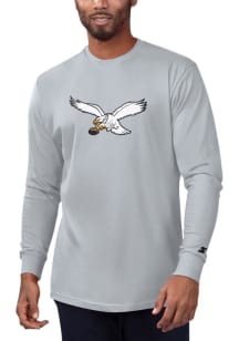 Starter Philadelphia Eagles Grey Retro Primary Logo Long Sleeve T Shirt