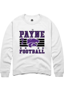 VJ Payne  Rally K-State Wildcats Mens White Football NIL Striped Long Sleeve Crew Sweatshirt