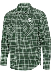 Antigua Michigan State Spartans Mens Green Private Long Sleeve Dress Shirt