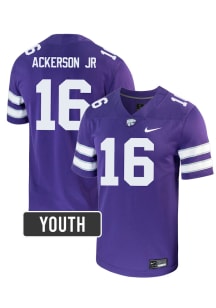 Dj Ackerson Jr K-State Wildcats Youth Purple Nike NIL Name And Number Football Jersey