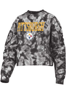 Pittsburgh Steelers Womens Black Cloud Dye Crew Sweatshirt