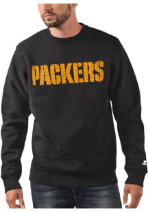 Starter Green Bay Packers Mens Black COTTON POLY Design Long Sleeve Crew Sweatshirt
