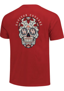 Houston Cougars Red Sugar Skull Short Sleeve T Shirt