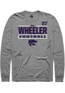 Ben Wheeler K-State Wildcats Graphite Football NIL Stacked Box Long Sleeve Player T Shirt
